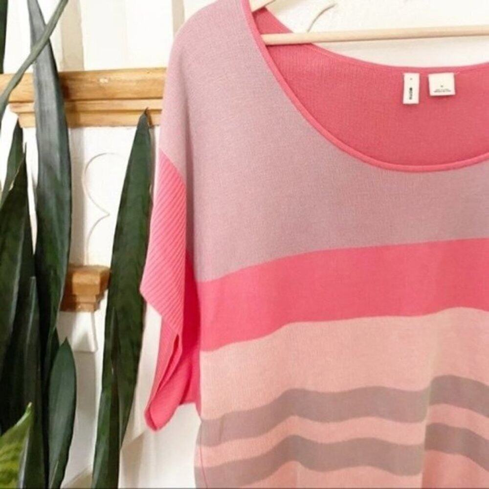 MOTH knit striped pink coral scoop neck blouse M - Picture 2 of 6